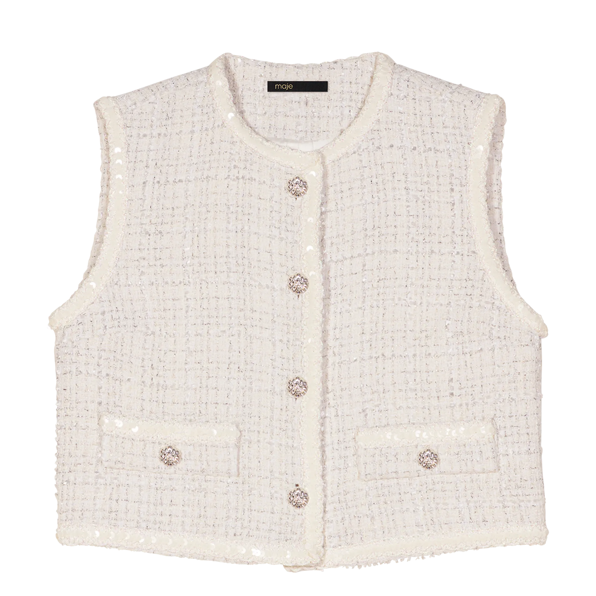  MAJE   Gilet da tailleur in tweed | Bianco