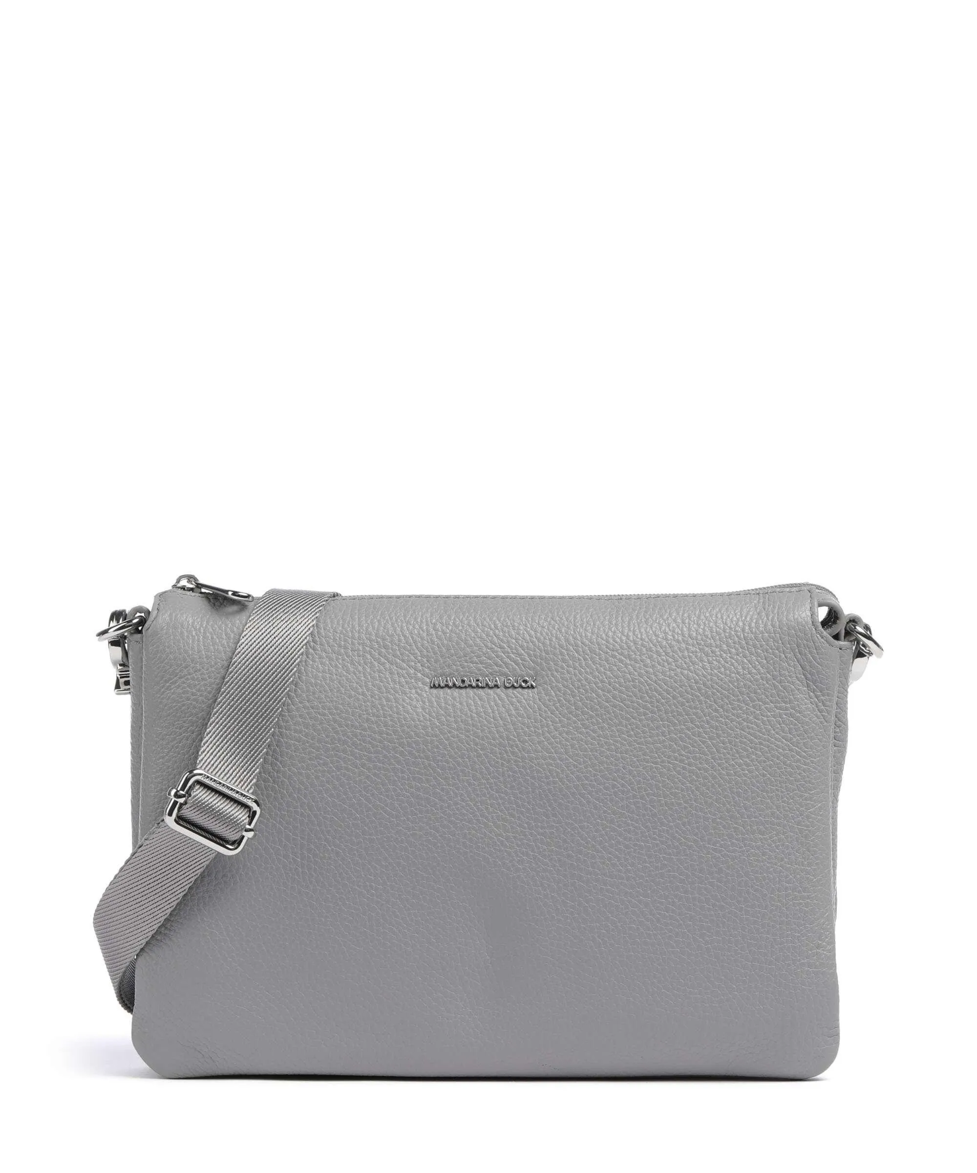  Mandarina Duck Mellow Leather Borsa a spalla pelle di vitello grana grigio  