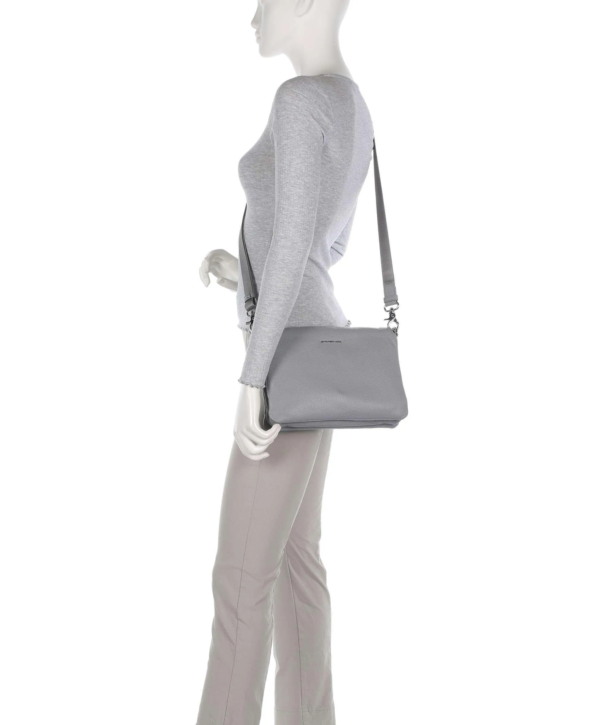  Mandarina Duck Mellow Leather Borsa a spalla pelle di vitello grana grigio  