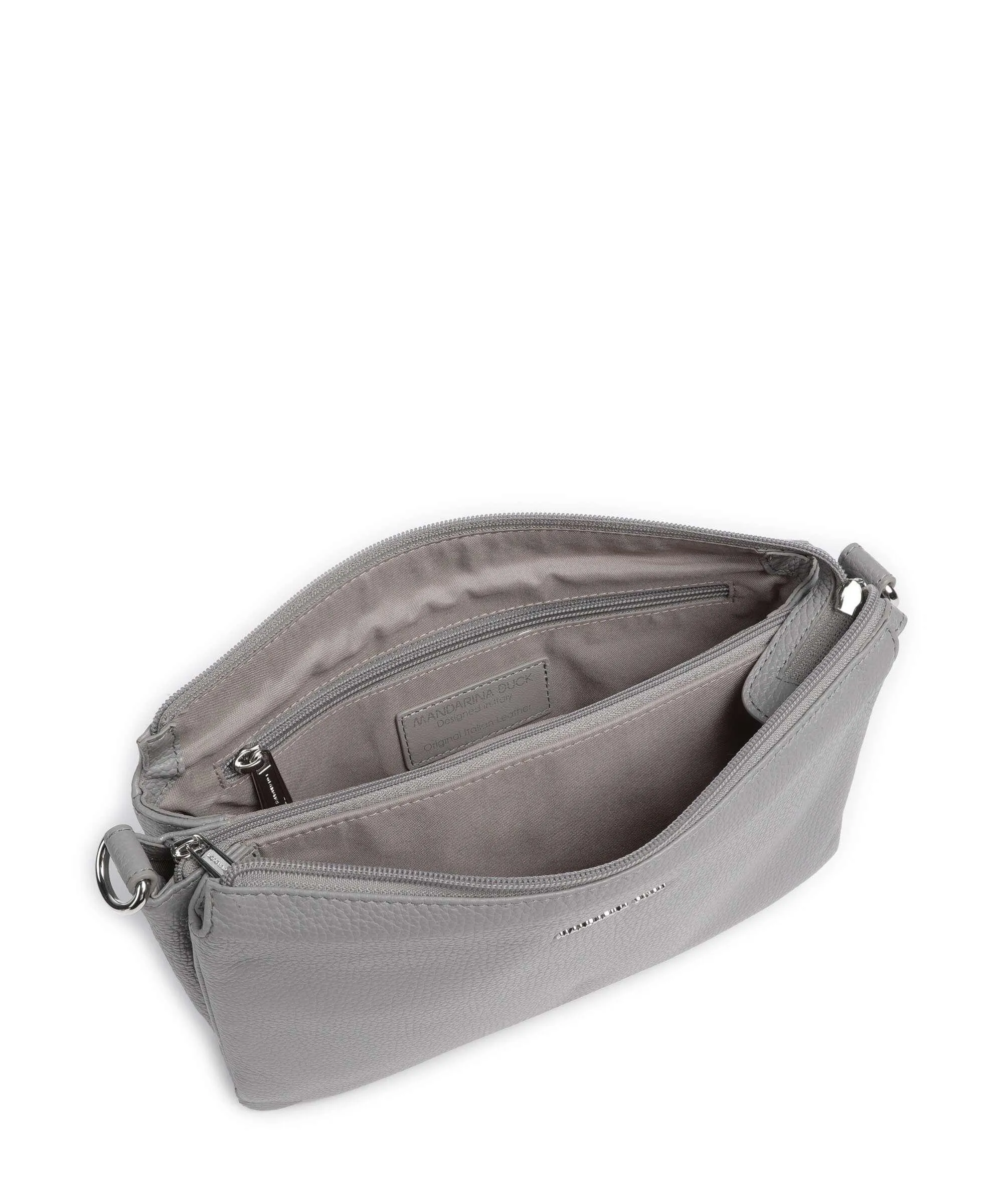  Mandarina Duck Mellow Leather Borsa a spalla pelle di vitello grana grigio  