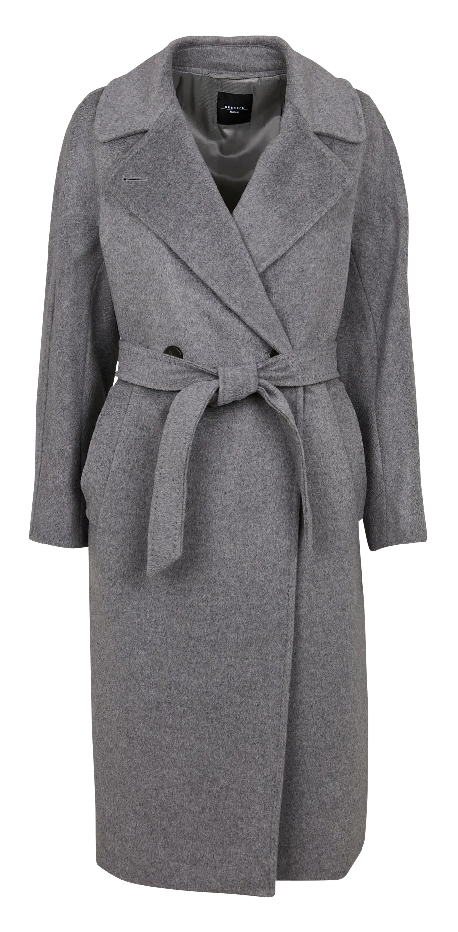  MAX MARA WEEK END   RESINA - Cappotto lungo diritto con collo a rever in lana | Argento 