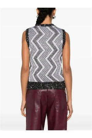 MISSONI Abbigliamento,Maglieria Gilet con macro zig zag e paillettes 