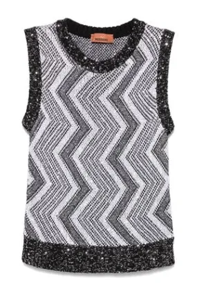 MISSONI Abbigliamento,Maglieria Gilet con macro zig zag e paillettes 