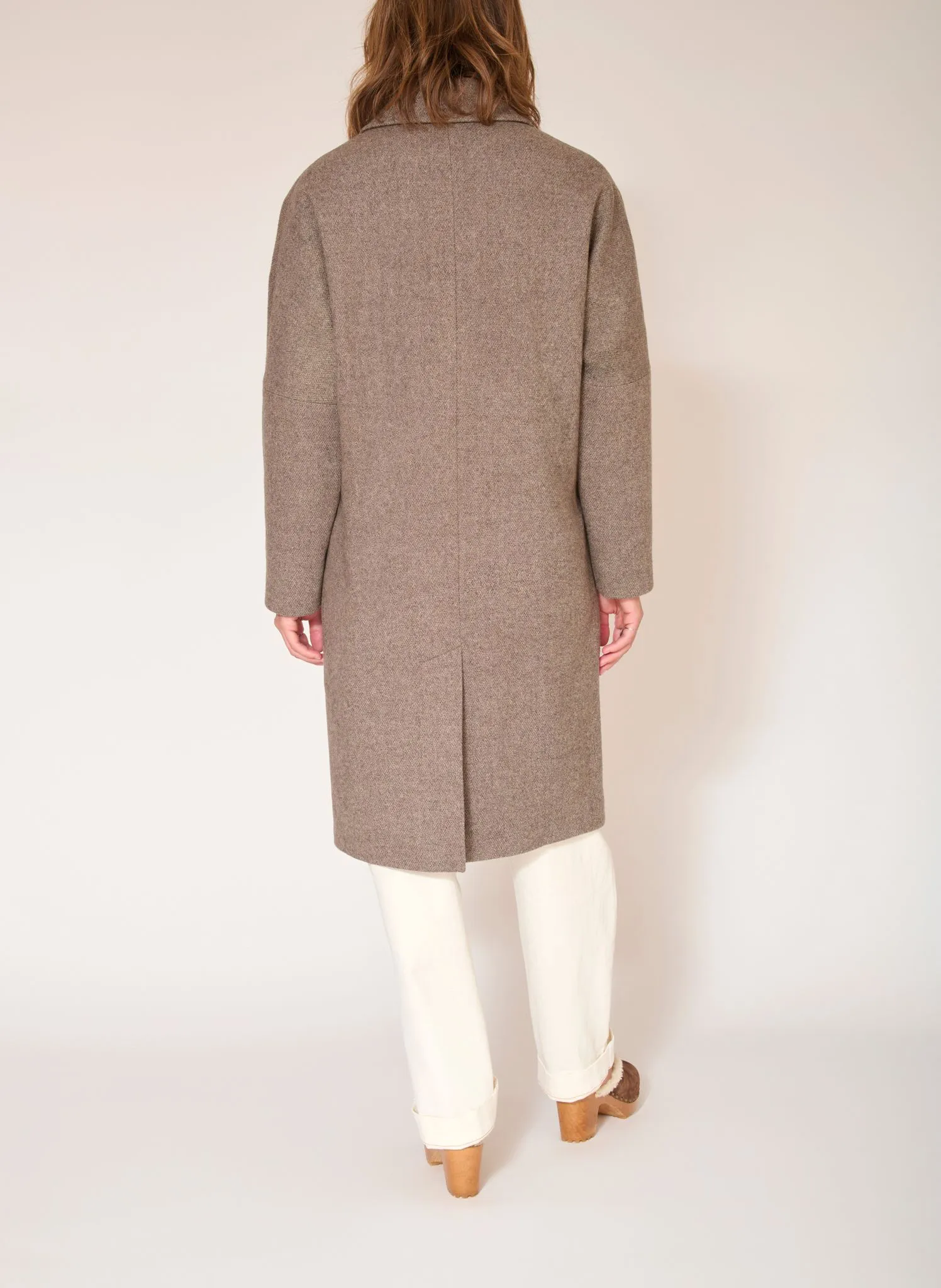  MKT   MATCHA - Cappotto collo con revers oversize in misto lana | Marrone