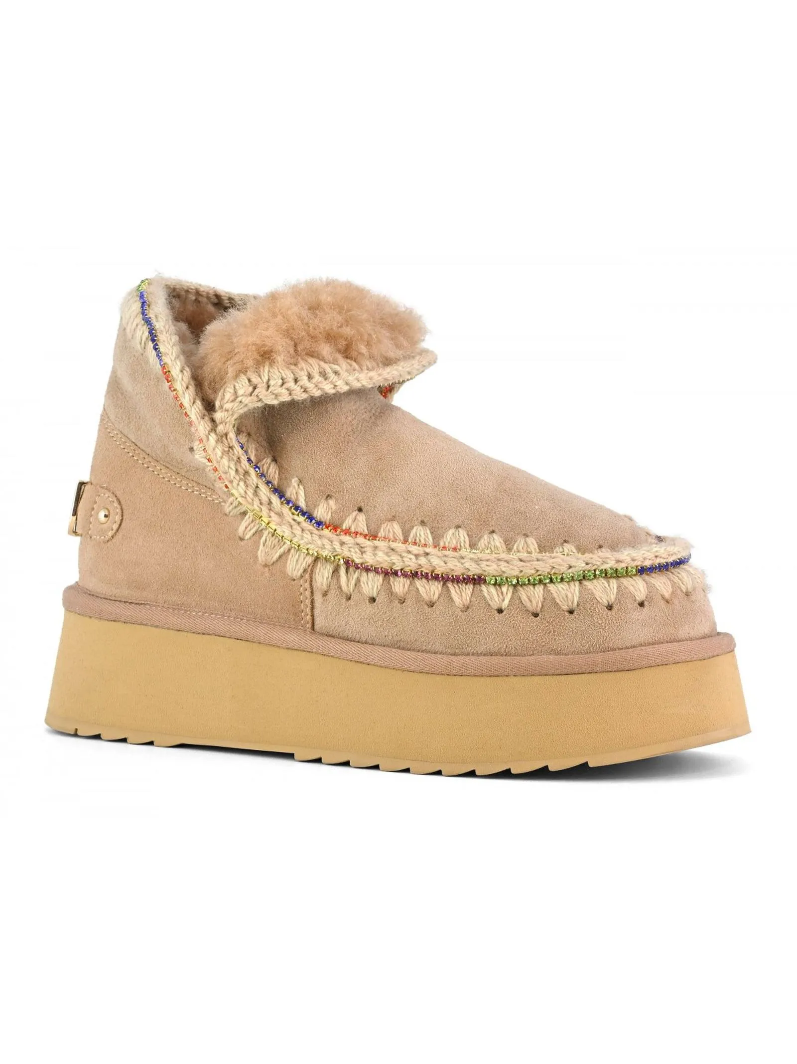 MOU Calzature,Stivali Eskimo 18 platform in camoscio cammello 