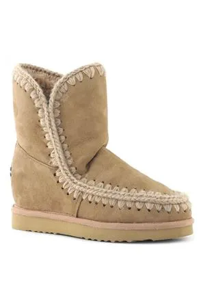 MOU Calzature,Stivali Eskimo inner wedge short beige 