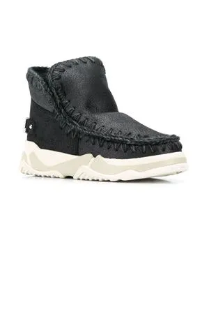 MOU Calzature,Stivali Eskimo trainer rhinestones nero 