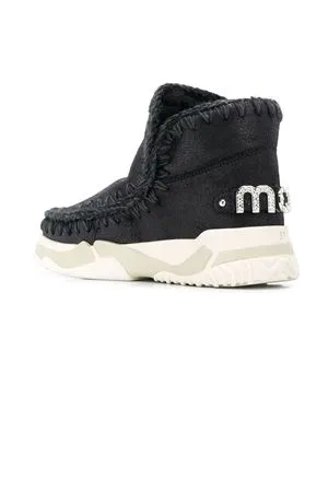 MOU Calzature,Stivali Eskimo trainer rhinestones nero 