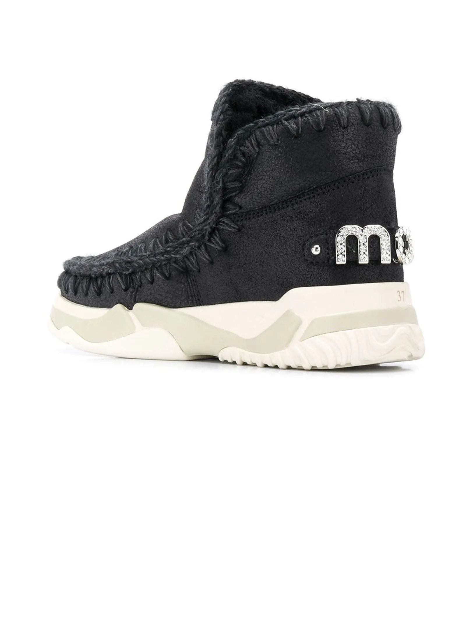 MOU Calzature,Stivali Eskimo trainer rhinestones nero 