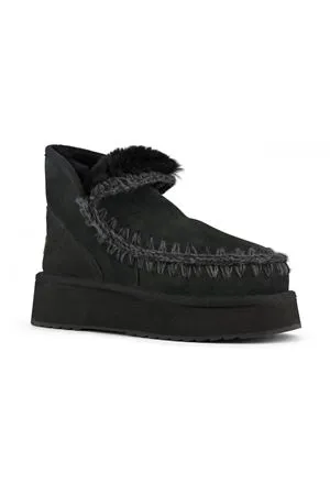 MOU Calzature,Stivali Mini eskimo platform boot in camoscio nero 