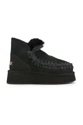 MOU Calzature,Stivali Mini eskimo platform boot in camoscio nero 