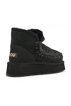 MOU Calzature,Stivali Mini eskimo platform boot in camoscio nero 