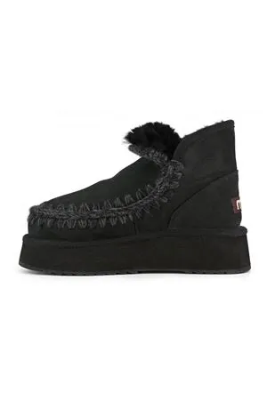 MOU Calzature,Stivali Mini eskimo platform boot in camoscio nero 