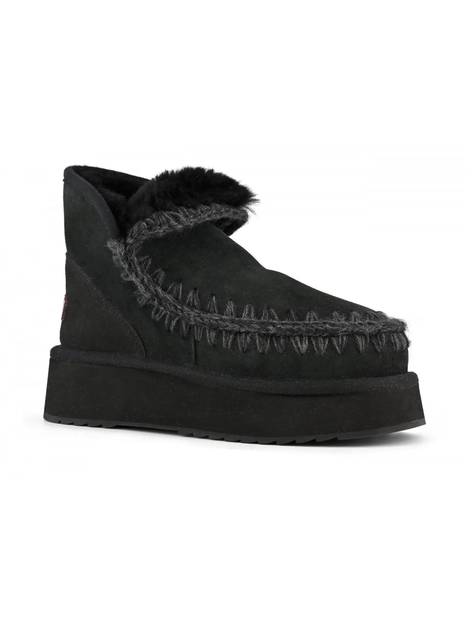 MOU Calzature,Stivali Mini eskimo platform boot in camoscio nero 