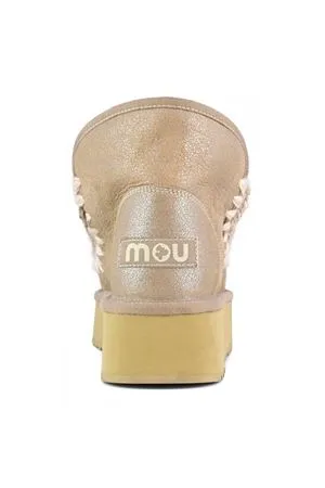 MOU Calzature,Stivali Mini eskimo platform boot nero screpolato 