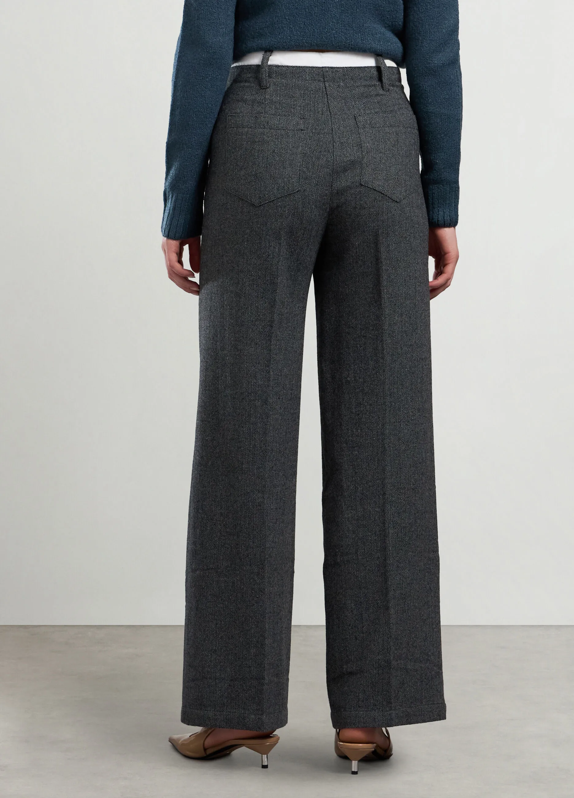 NICE & CHIC  Pantalone palazzo in tweed misto lana donna