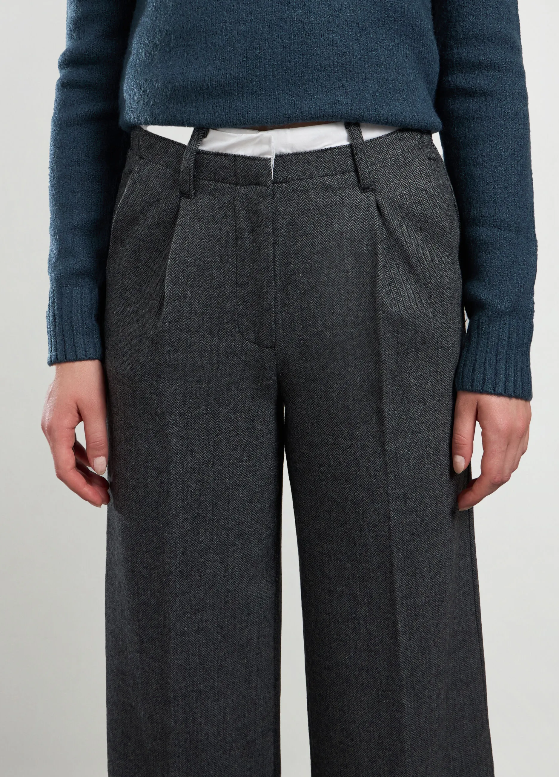 NICE & CHIC  Pantalone palazzo in tweed misto lana donna