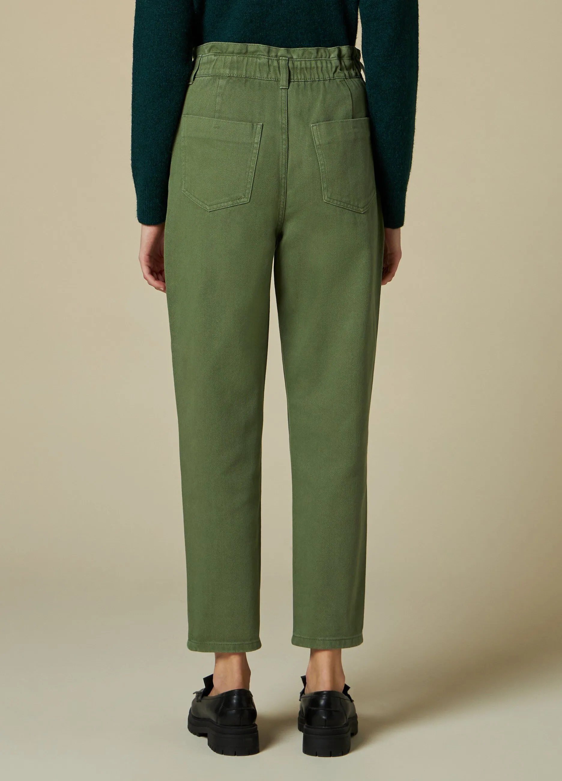 NICE & CHIC  Pantaloni in puro cotone con arriccio donna