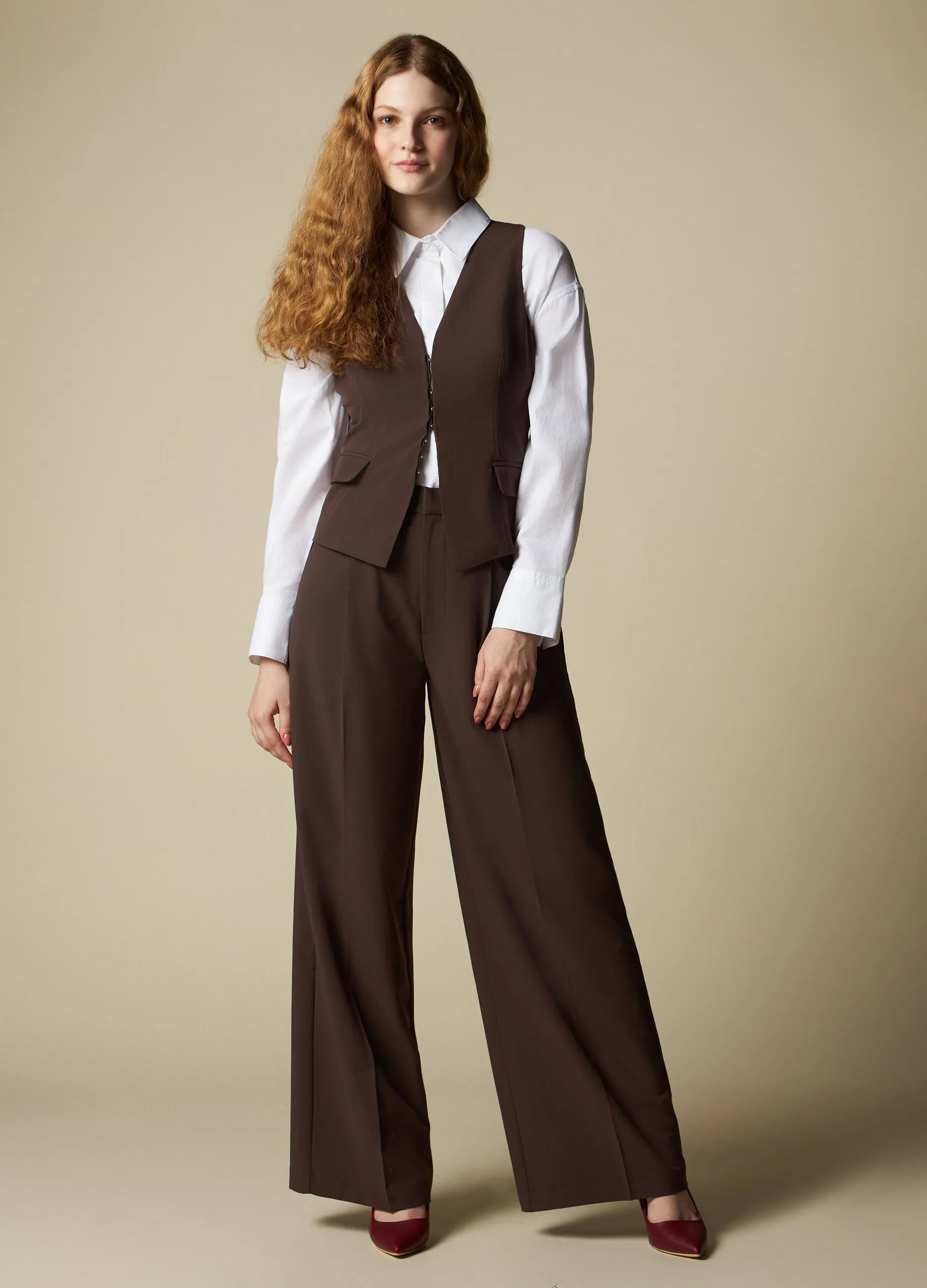 NICE & CHIC  Pantaloni palazzo in misto viscosa stretch donna