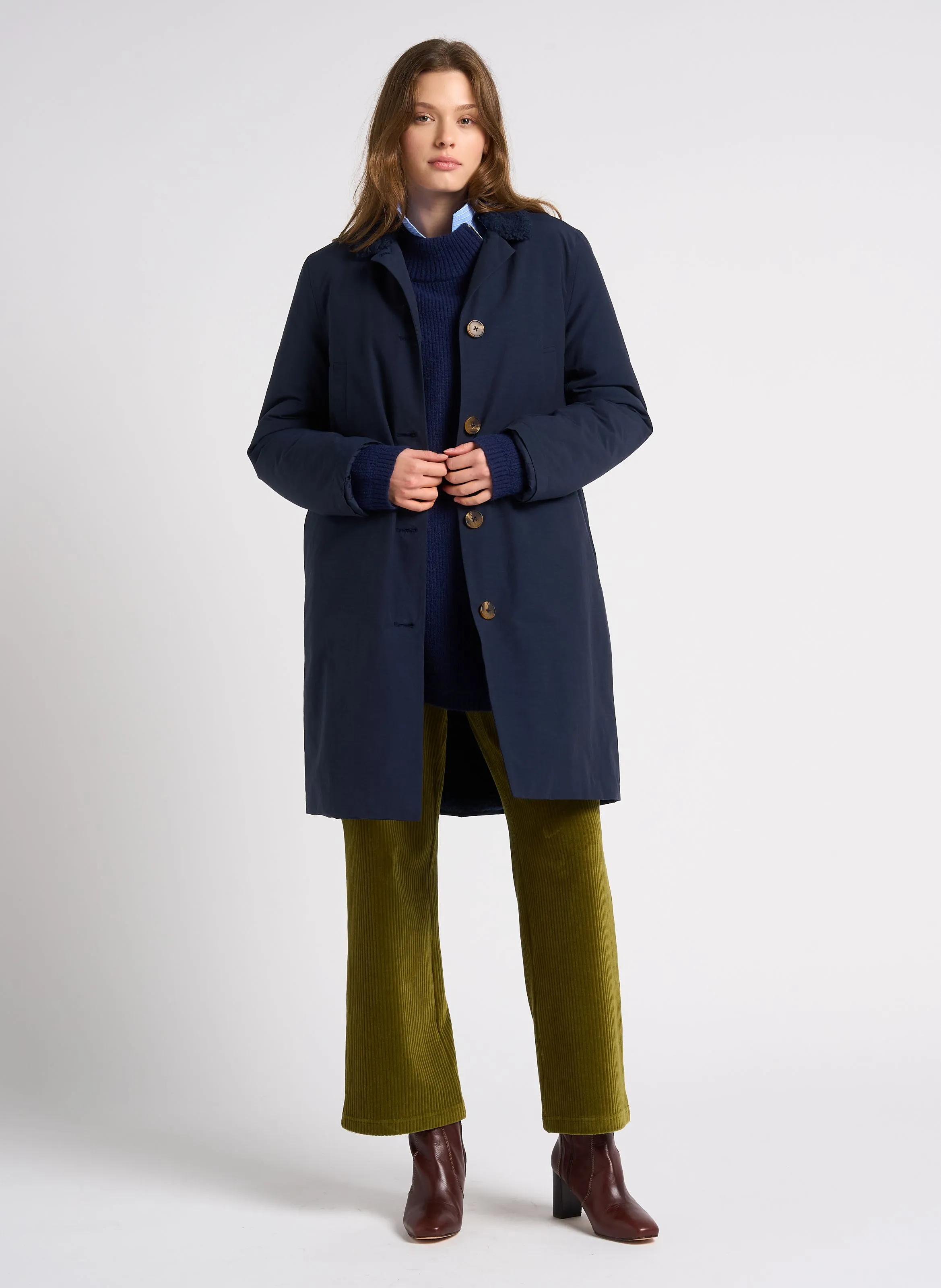  NICE THINGS   Parka con colletto a patta in misto cotone | Blu