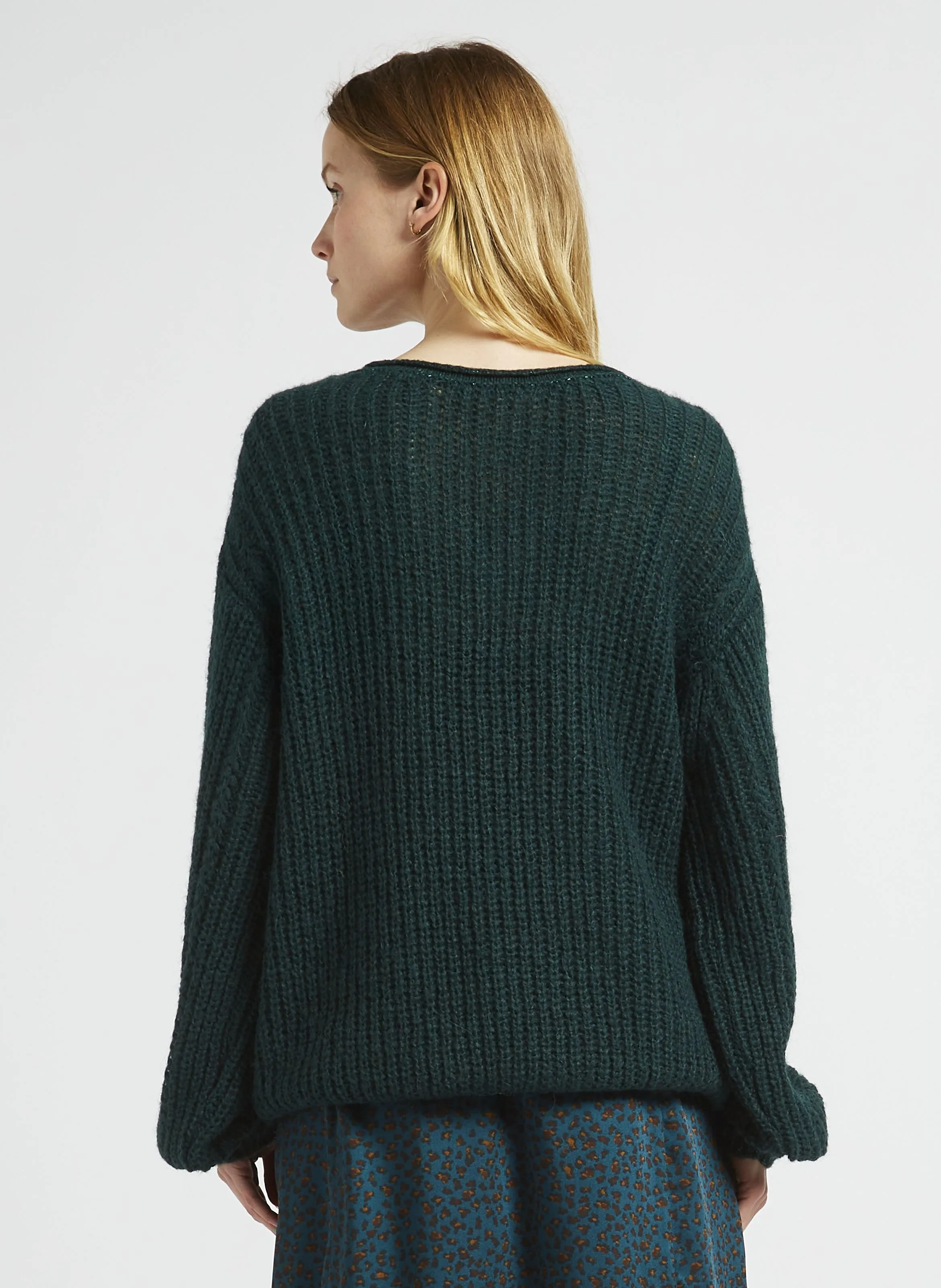  ONE STEP   TING - Maglione oversize a collo a V in maglia | Verde