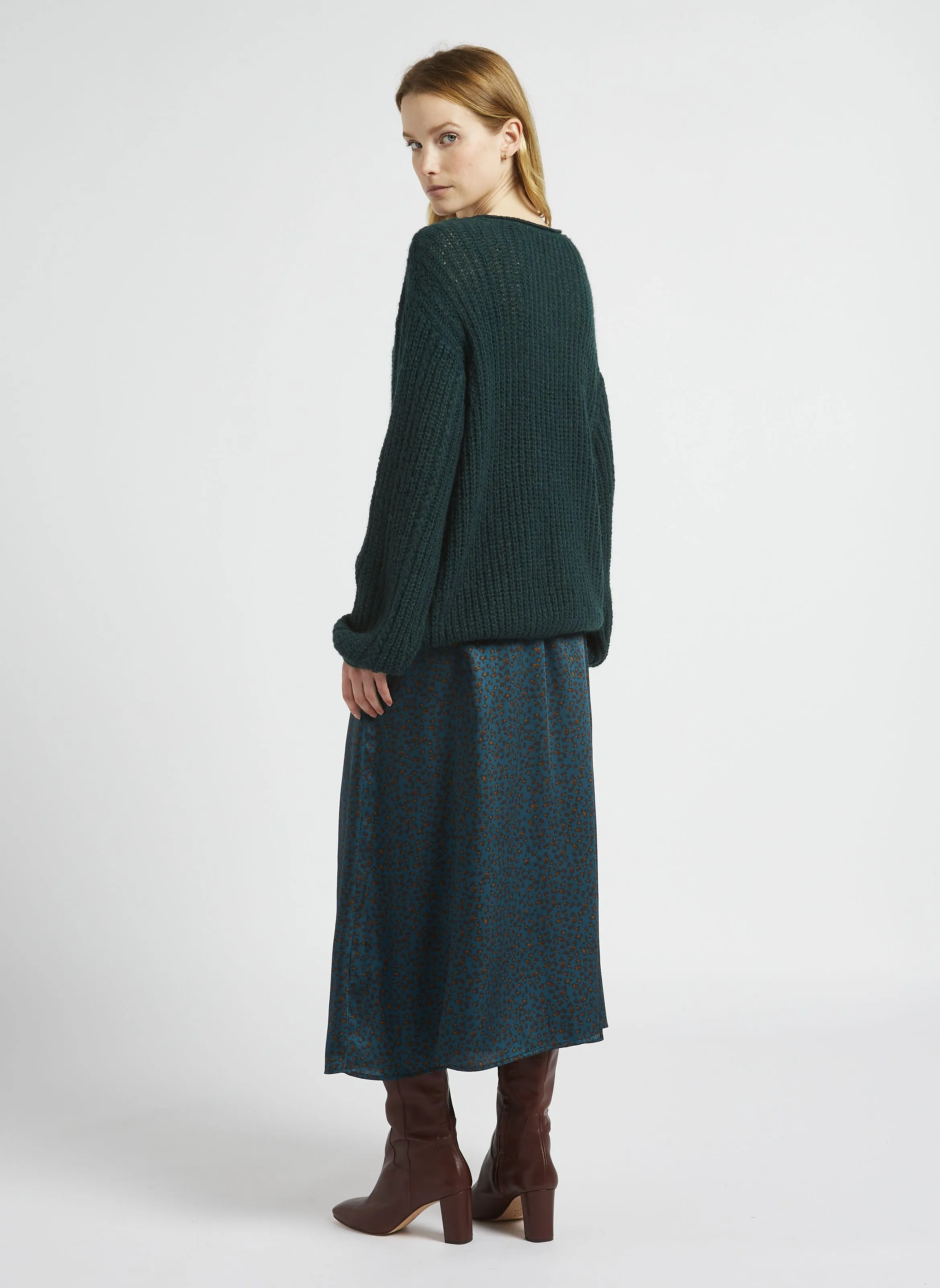  ONE STEP   TING - Maglione oversize a collo a V in maglia | Verde