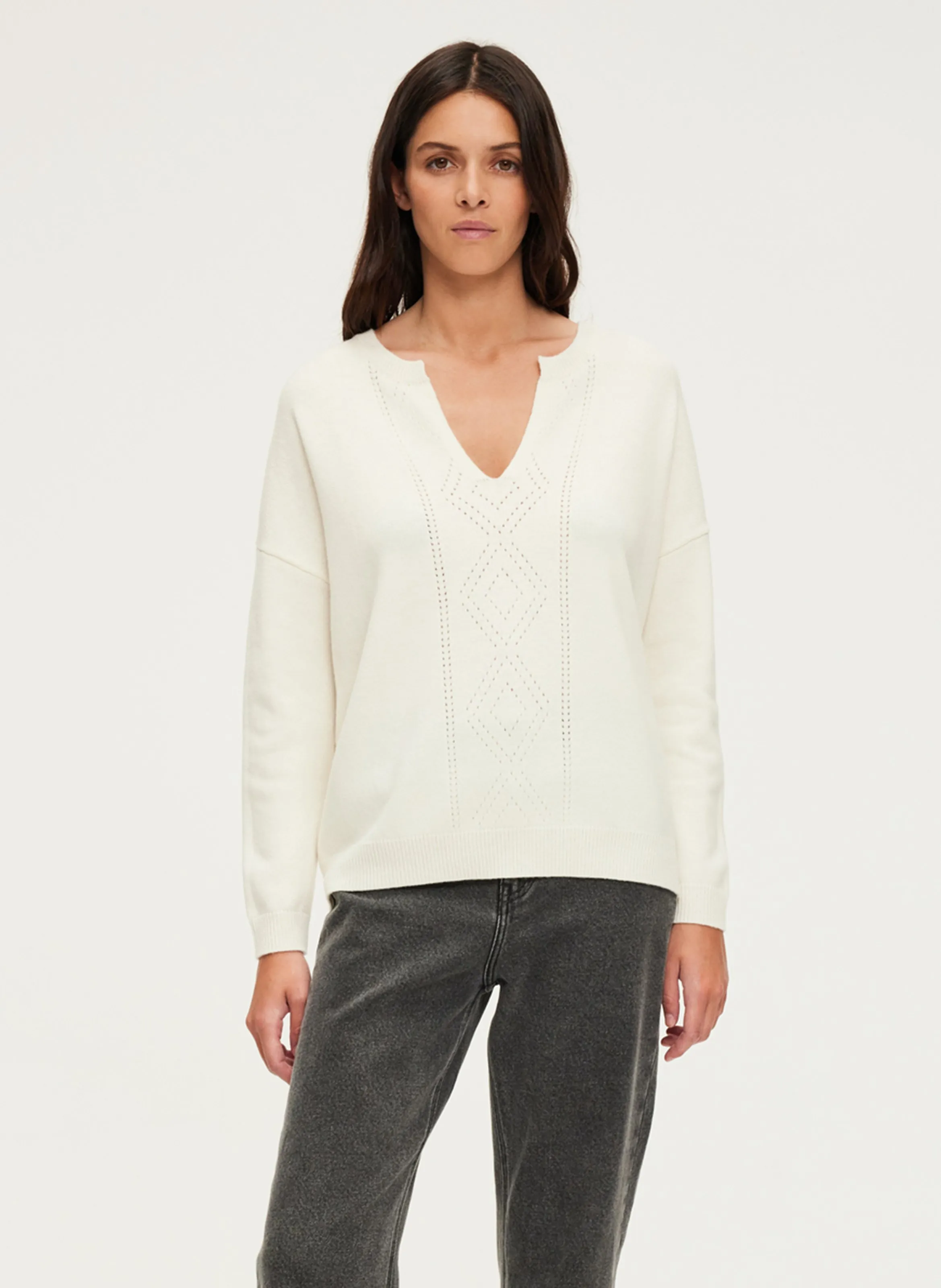  PABLO   JULICIA - Pullover dritto in lana con scollo a V | Beige