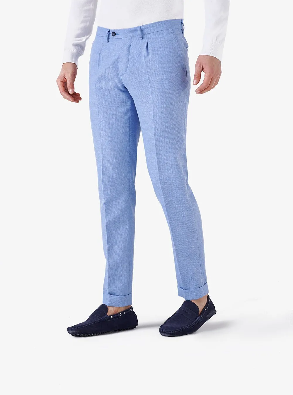 Pantalone classico a nido d'ape in lino cotone - Michael