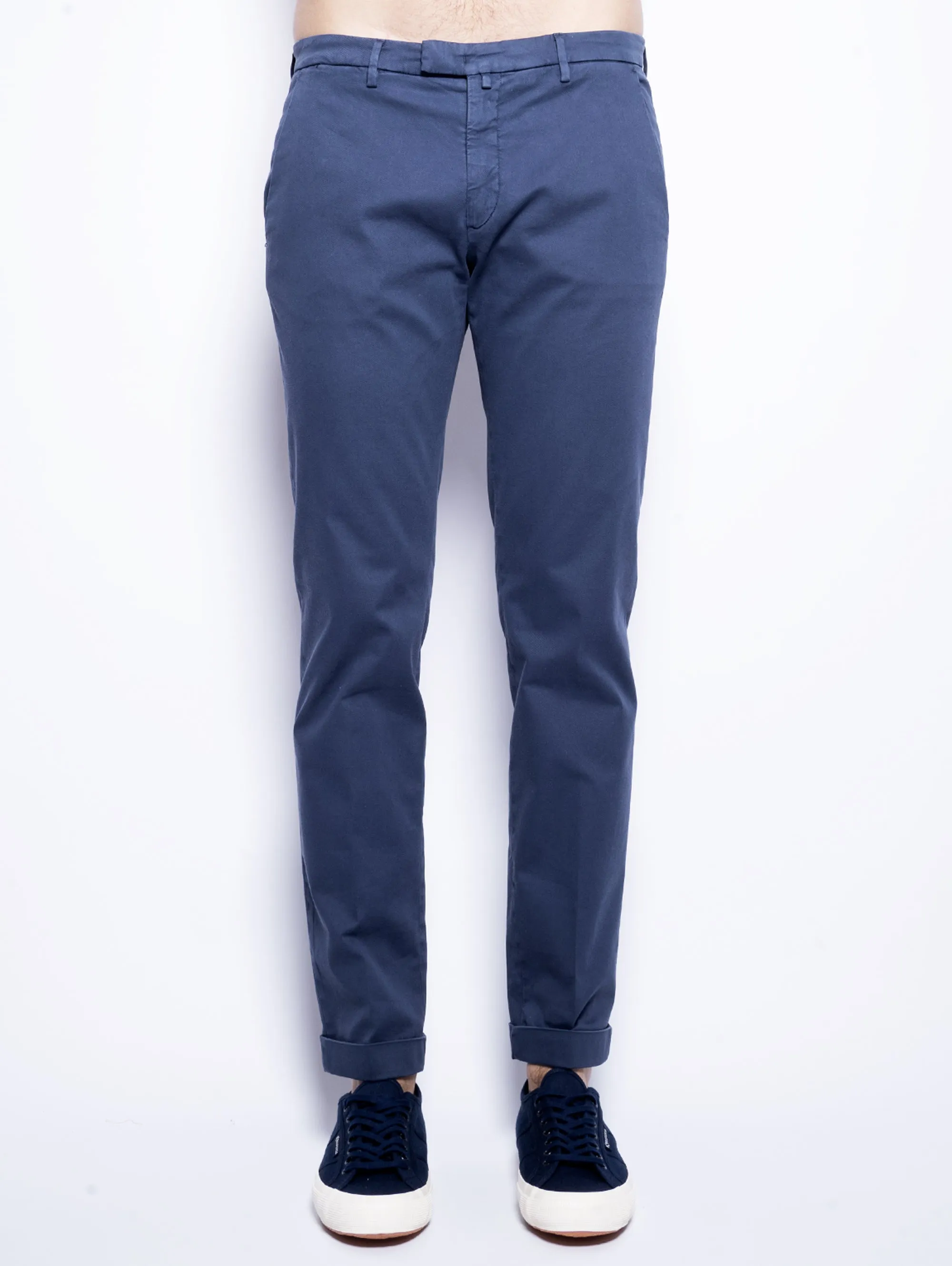 Pantaloni in Cavalry di Lyocell e Cotone Blu