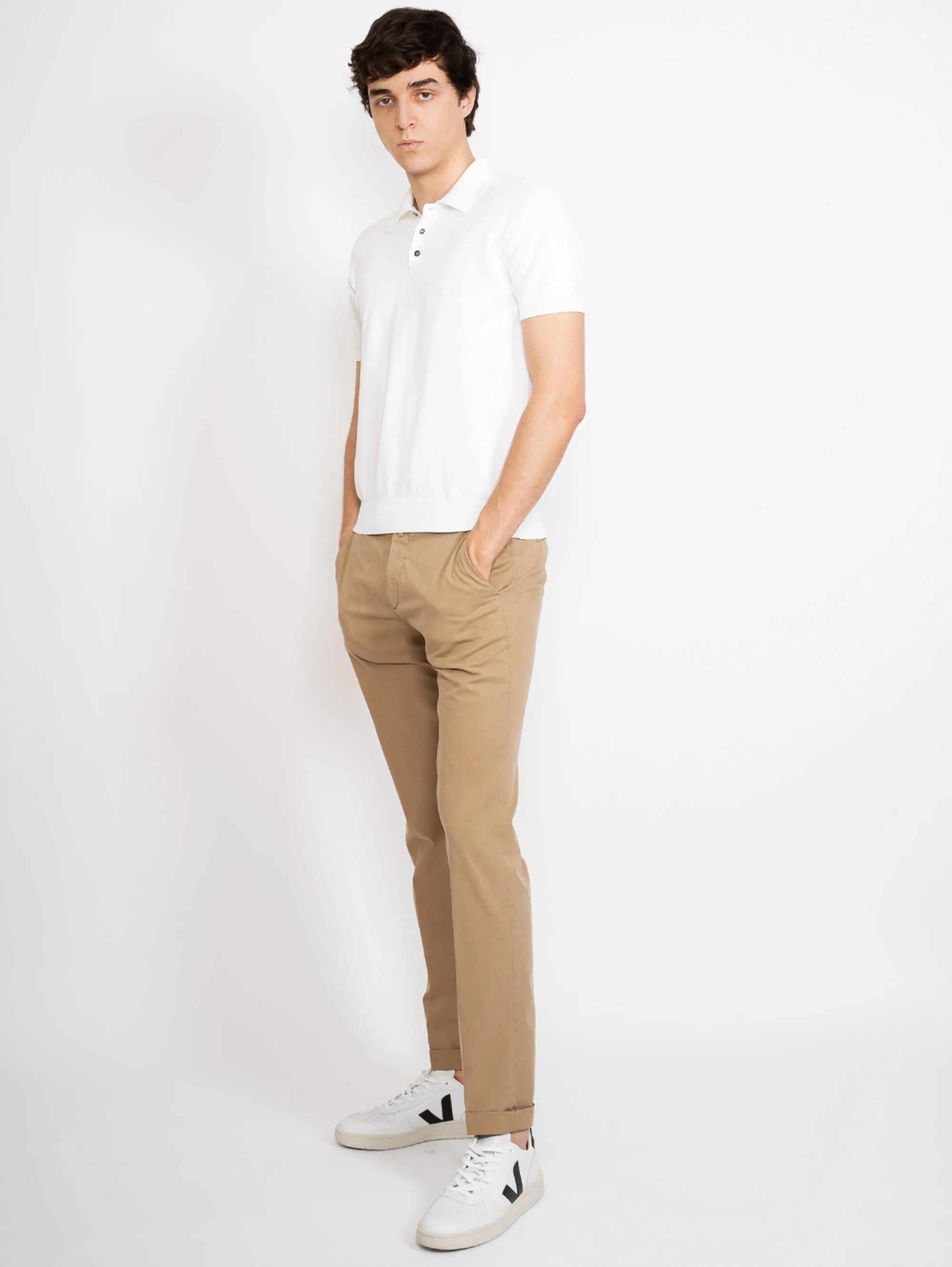 Pantaloni in Drill di Misto Cotone Beige