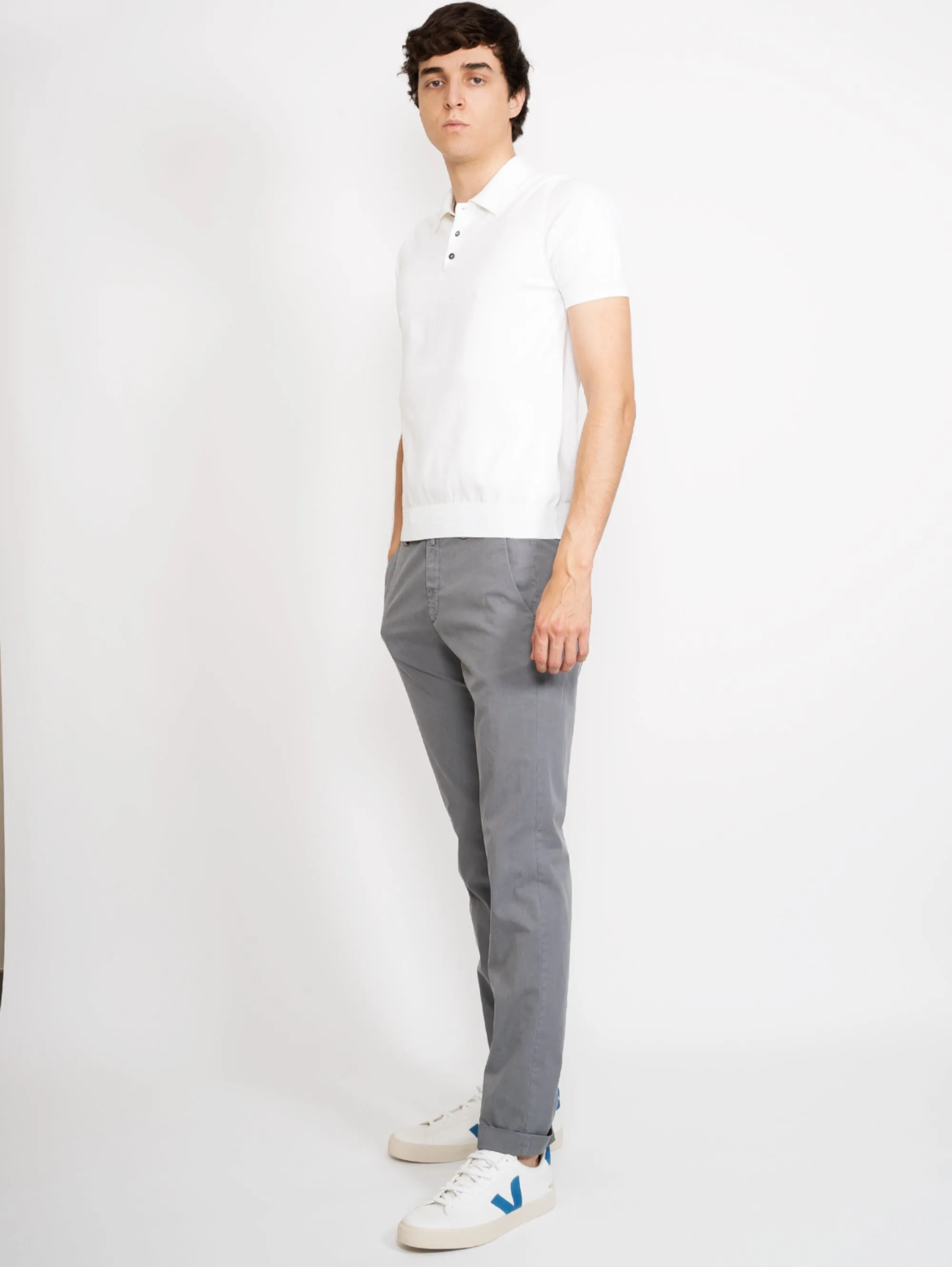 Pantaloni in Drill di Misto Cotone Grigio