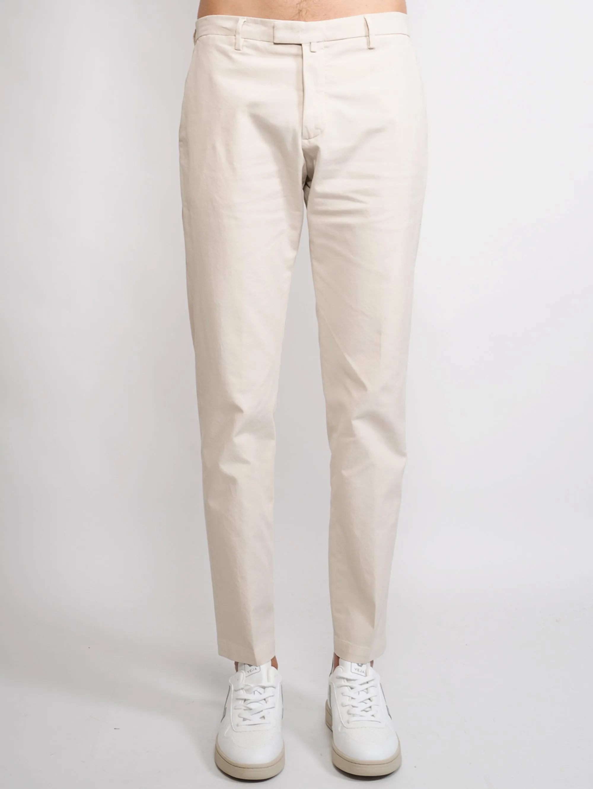 Pantaloni in Rasatello di Cotone Beige