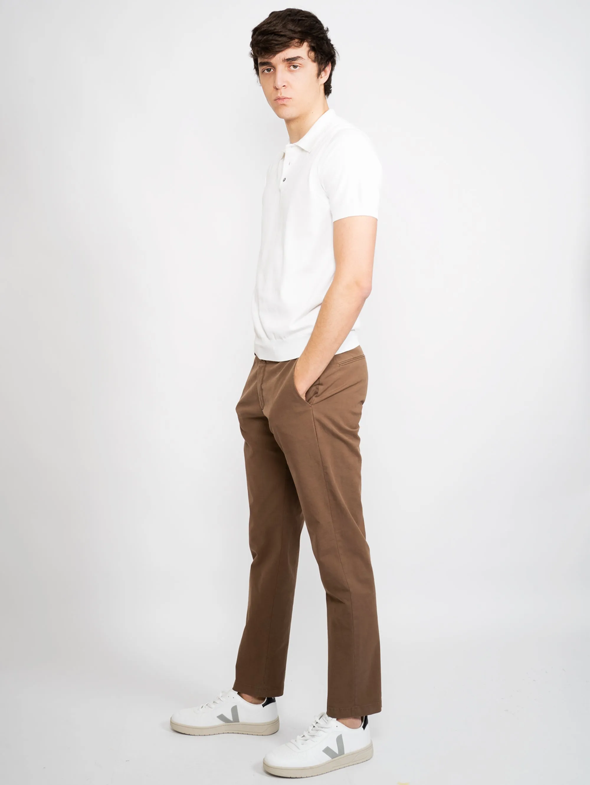 Pantaloni in Rasatello di Cotone Marrone