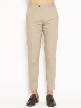 Pantaloni in Raso di Cotone Beige