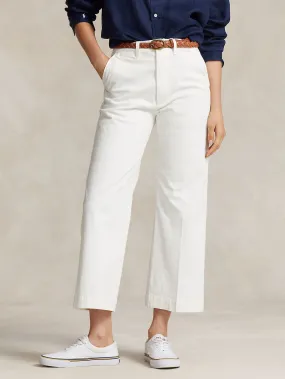 Pantaloni in Twill di Cotone Cropped Bianco