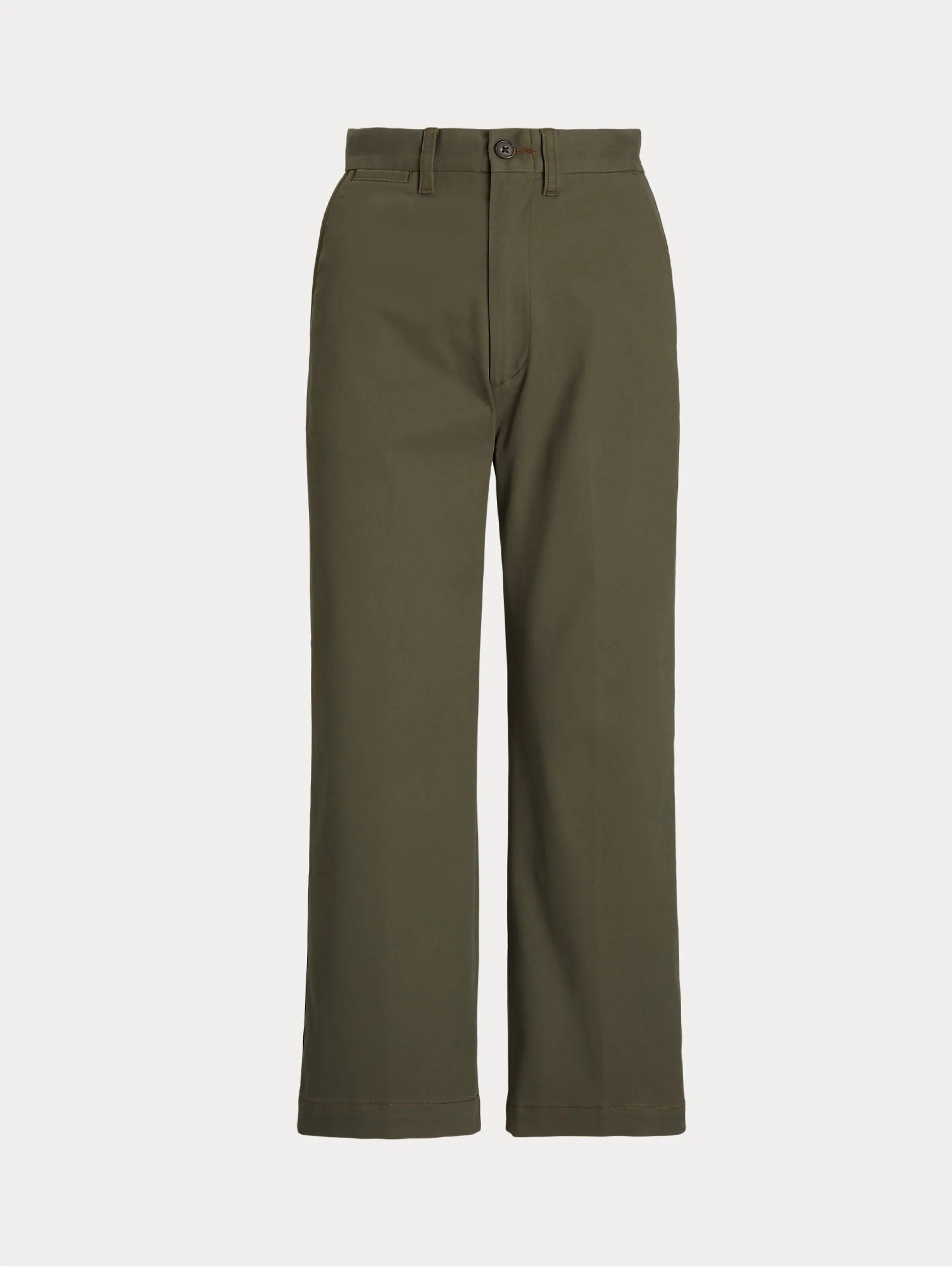 Pantaloni in Twill di Cotone Cropped Verde