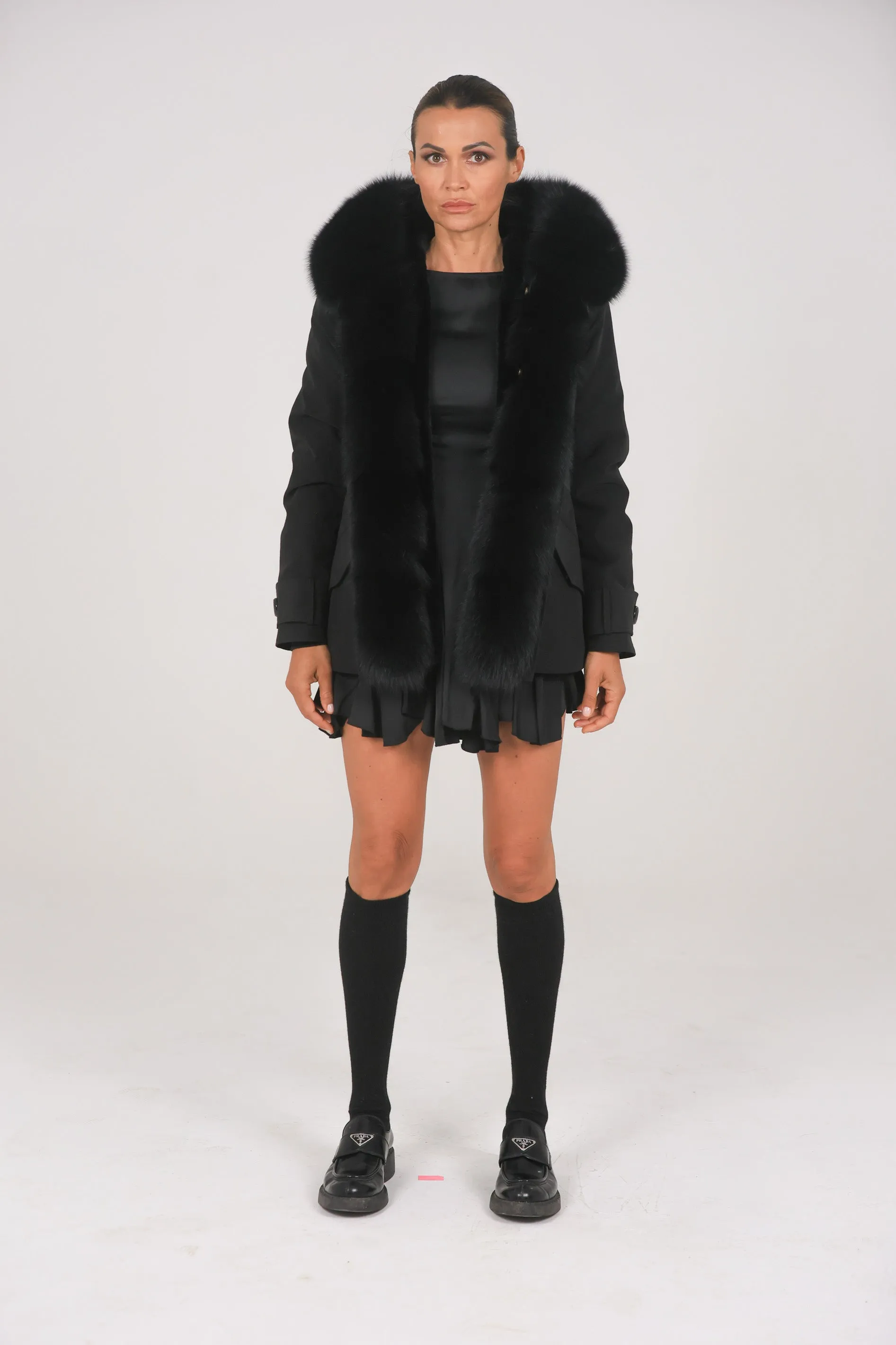 Parka in cotone tecnico impermeabile short black