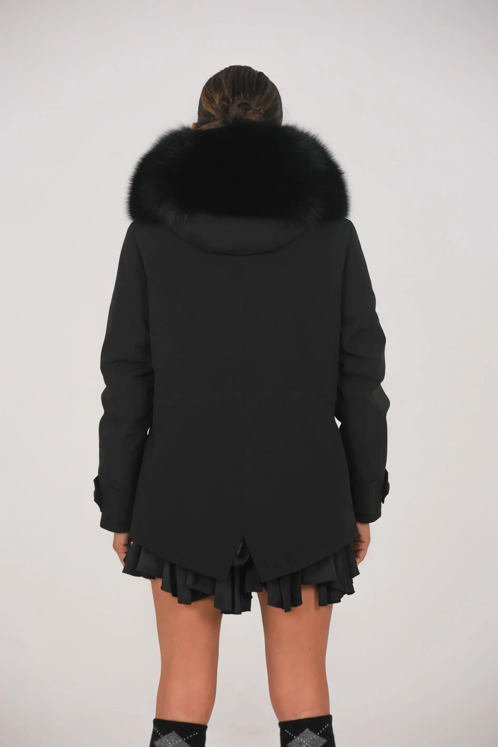 Parka in cotone tecnico impermeabile short black