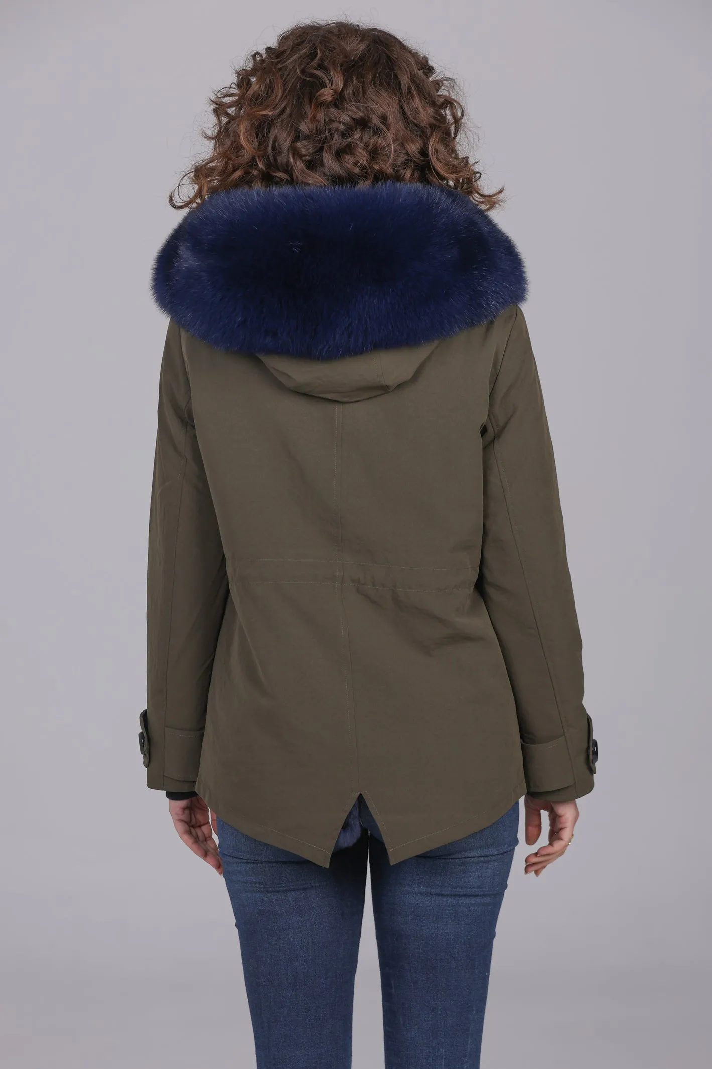 Parka in cotone tecnico impermeabile short blue