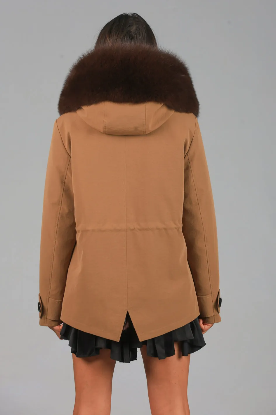 Parka in cotone tecnico  impermeabile short brown