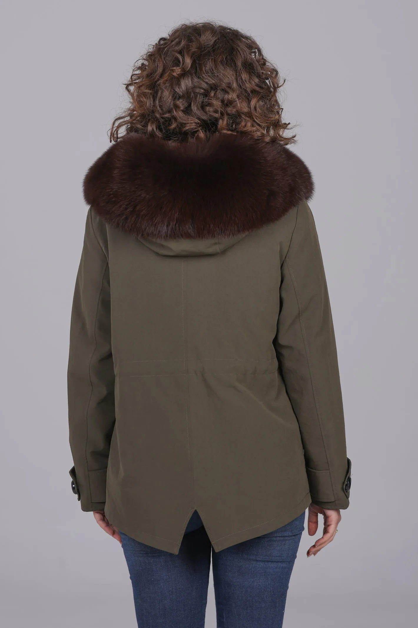 Parka in cotone tecnico  impermeabile short brown