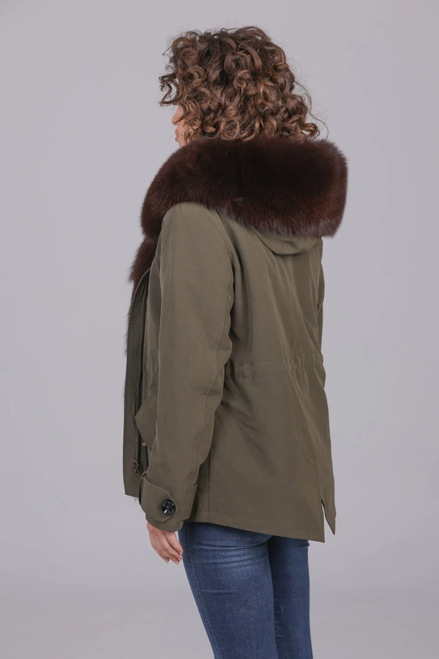 Parka in cotone tecnico  impermeabile short brown