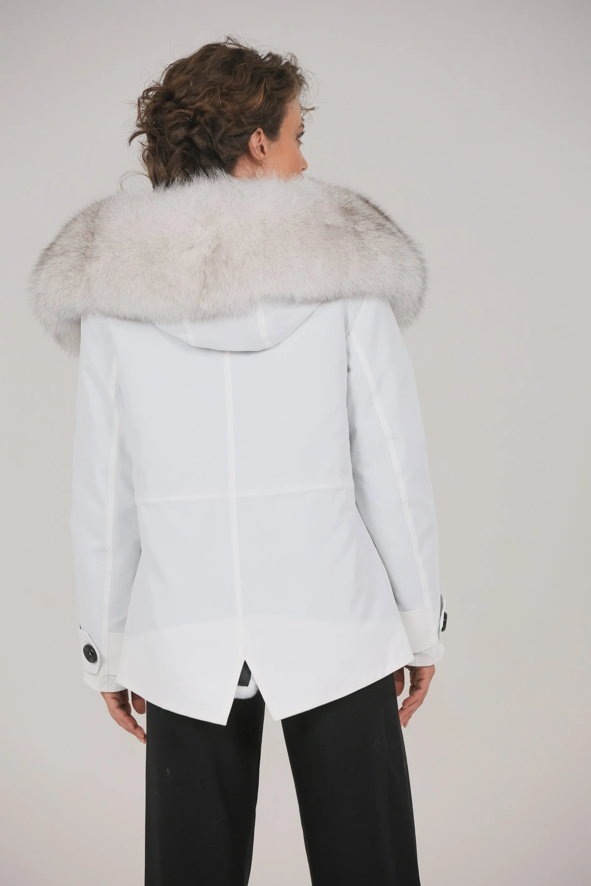 Parka in cotone tecnico impermeabile short white