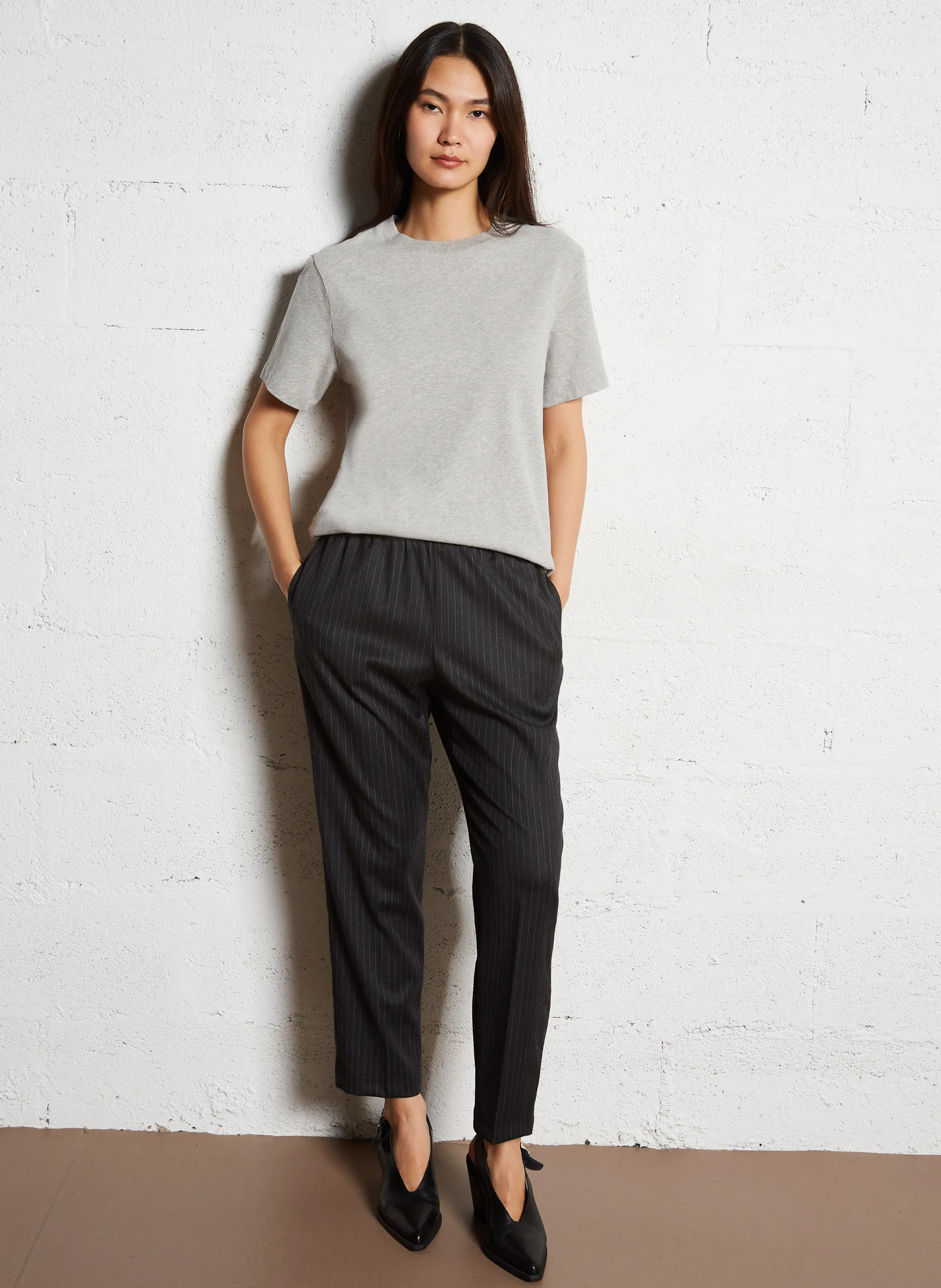  POMANDERE   Pantaloni a carota in misto lana a righe | Grigio