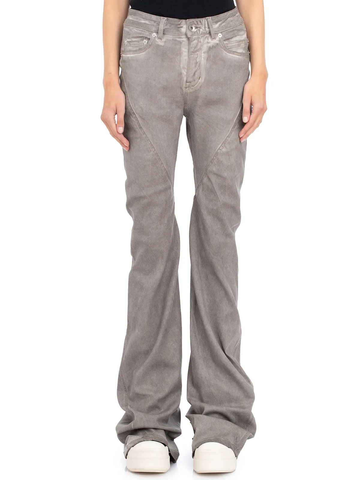 RICK OWENS DRKSHDW  PANTALONI IN DENIM BIAS BOOTCUT DUST 