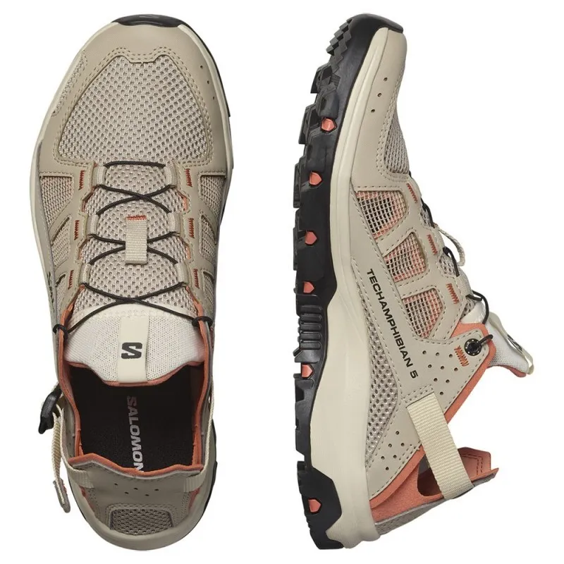 SALOMON TECHAMPHIBIAN 5 Scarpe anfibie da donna White Pepper / Bleached Sand / Living Coral