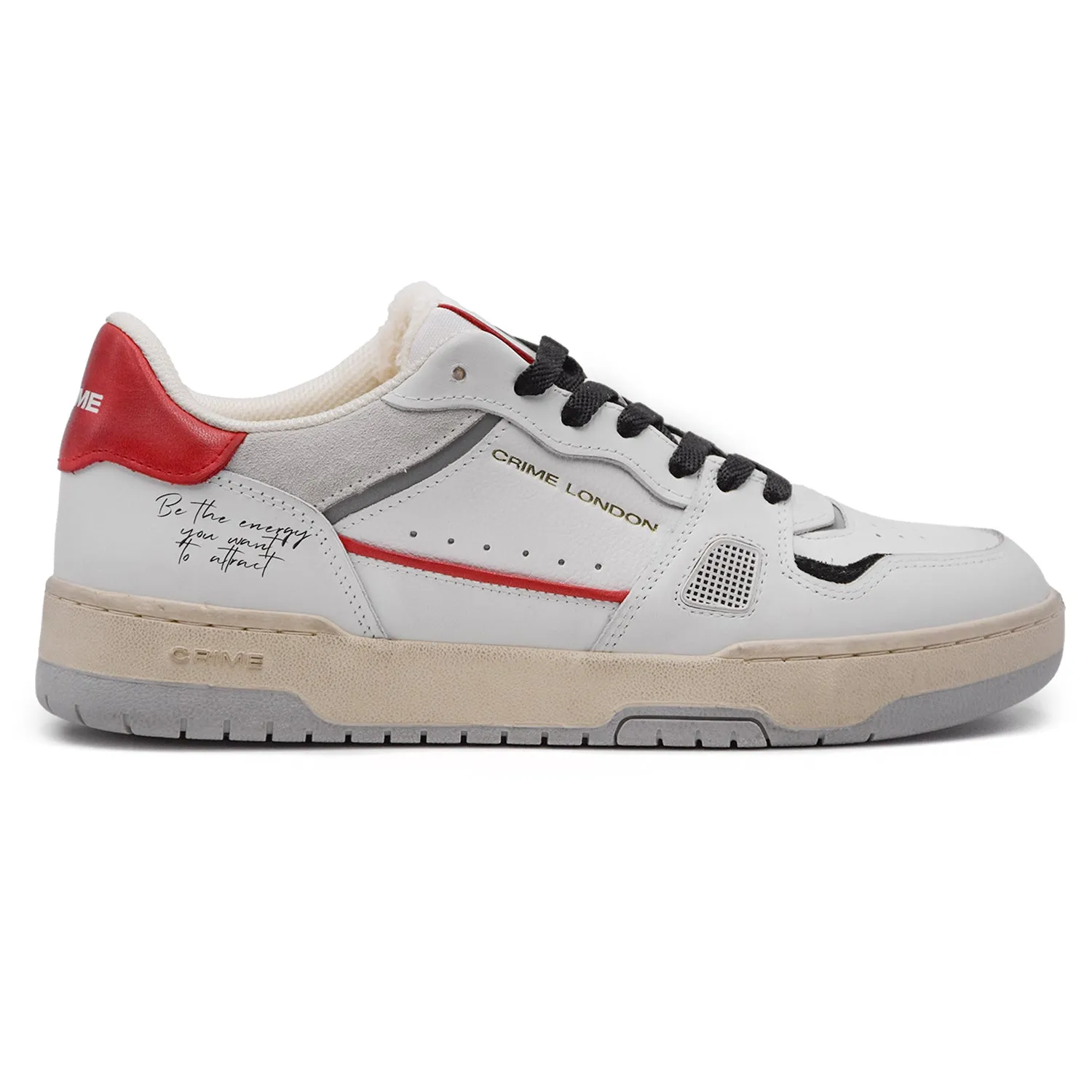 Sneakers Bianco Rosso Crime Uomo Off Court Con Frase Laterale