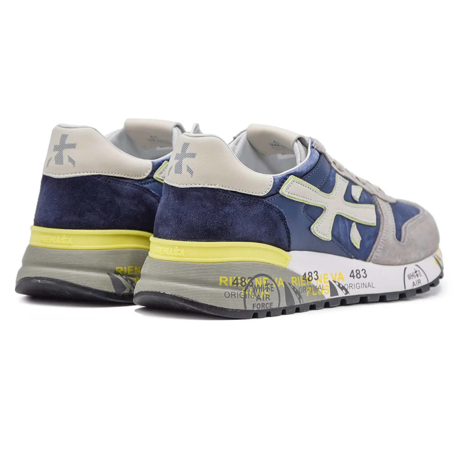 Sneakers Premiata Uomo Mick 6819 Grigio Con Applicazione Lime