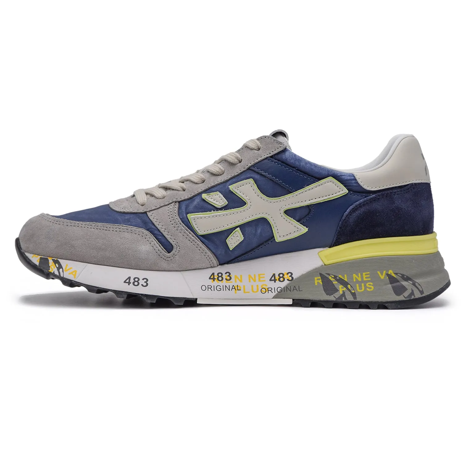 Sneakers Premiata Uomo Mick 6819 Grigio Con Applicazione Lime