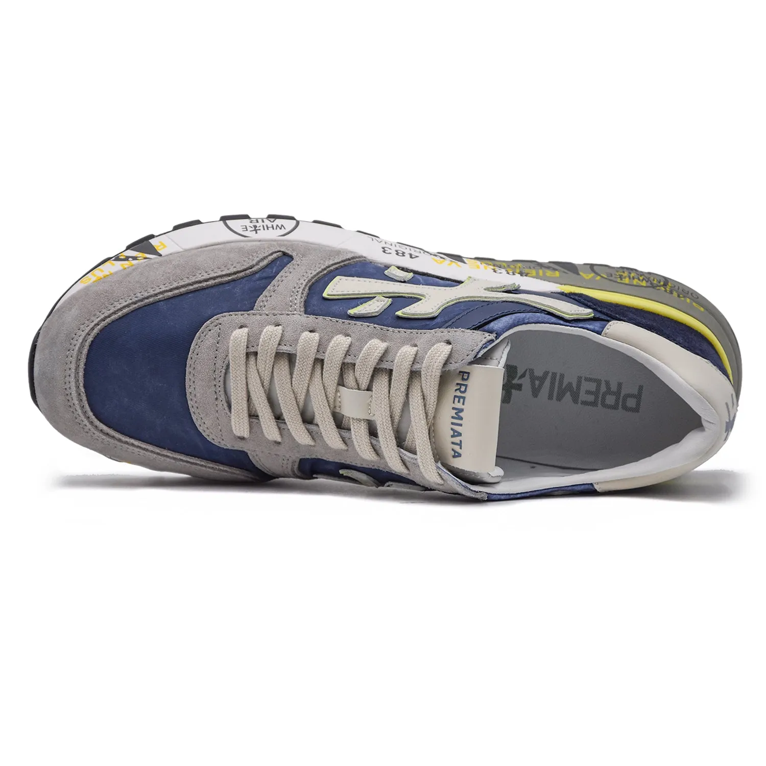 Sneakers Premiata Uomo Mick 6819 Grigio Con Applicazione Lime